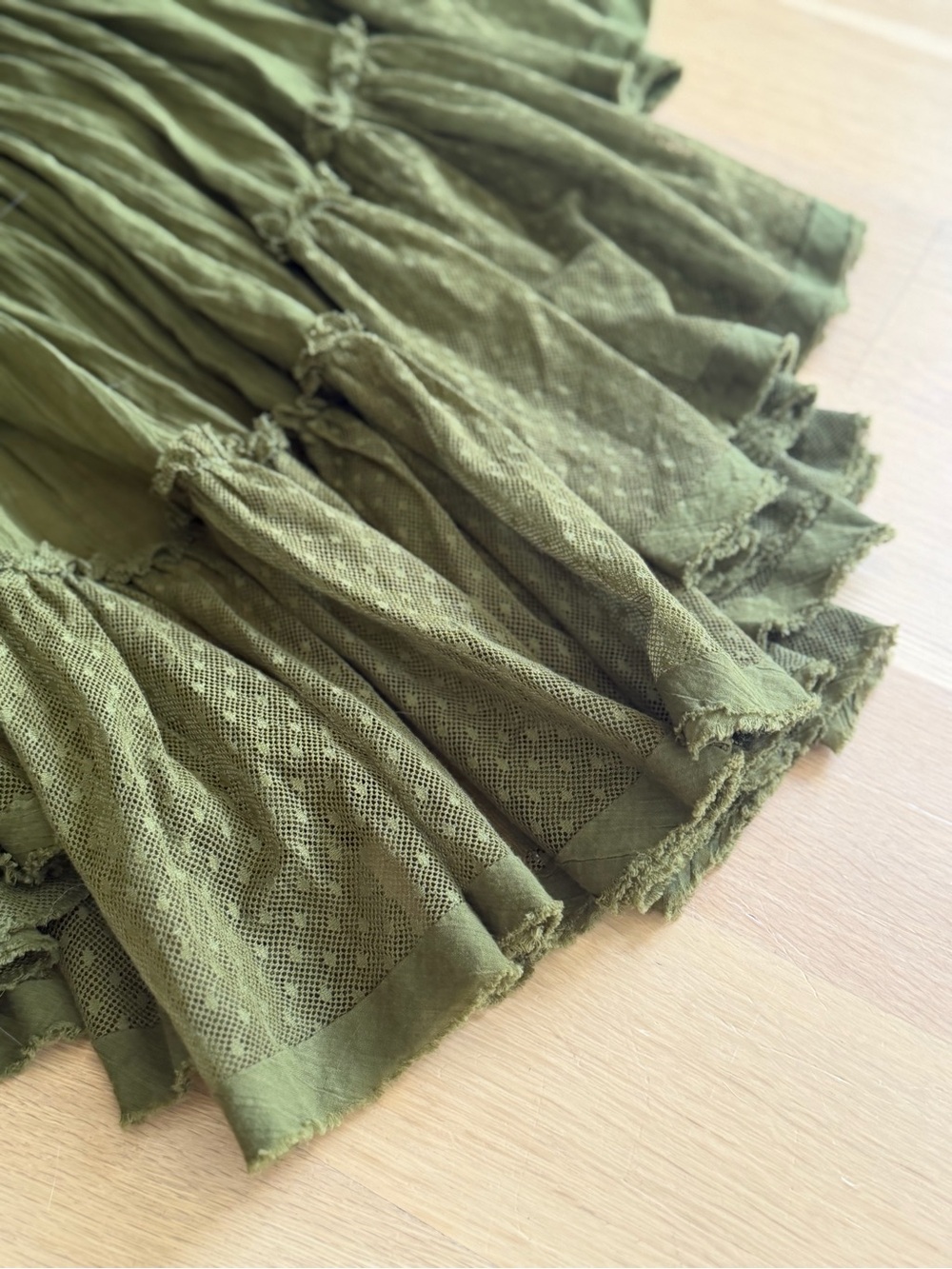 Free People Size Large Olive Green Halter Mini Dress Boho Hippie Cotton V Neck - Picture 14 of 16